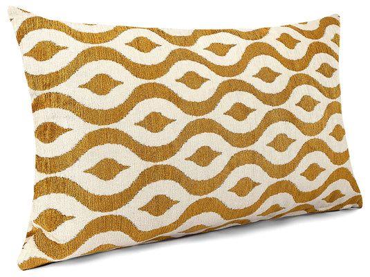 MAURA Rain Drop Design Jacquard Decorative Throw Pillow Cover 12 X 20 Inches Set of 2 for Couch, Sofa and Bedroom. Thick Chenille Cushion Case, Super Cozy and Soft. Earthy Colors for Room Home Decor.