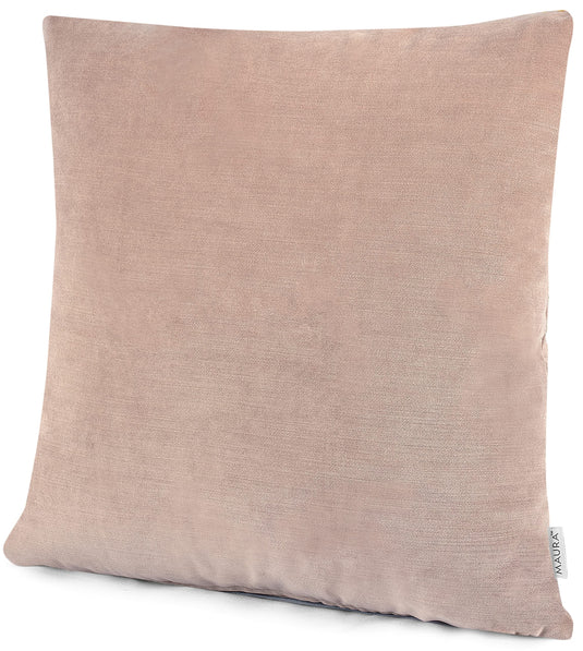 MAURA Boho Effect Velvet Decorative Throw Pillow Covers 18 x 18 Inches Set of 2 for Couch, Sofa and Bedroom. Thick Fabric and Super Soft to Touch. Square Solid Color Covers for Living Room Home Decor.