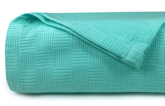 Maura All Season Cotton Decorative Thermal Bed Blankets, Classic Basket Wave Breathable, Super Soft, Cozy Blanket and Perfect for Layering Any Bed. Full/Queen Size 90”x 90”