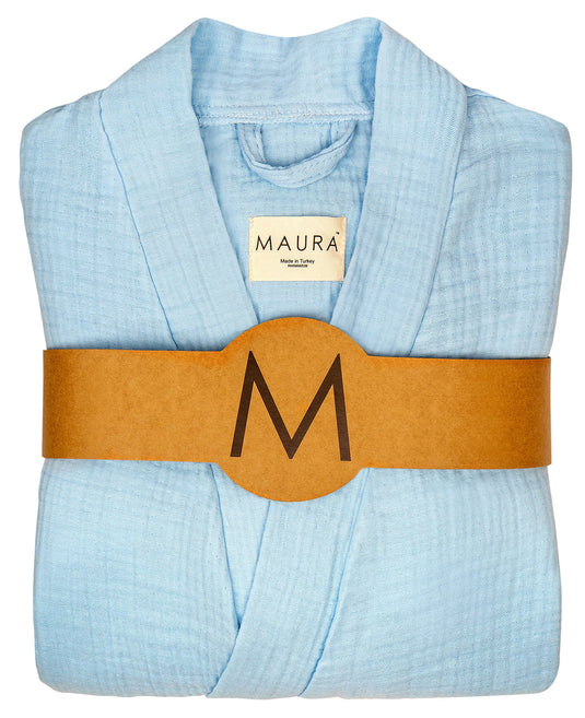Maura Bathrobe Women's and Men's Unisex Cloudy Cotton, Lightweight, Luxurious Long Kimono Spa Robe Breathable Loungewear.