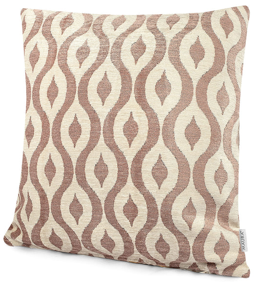 MAURA Rain Drop Design Jacquard Decorative Throw Pillow Cover 24 X 24 Inches Set of 2 for Couch, Sofa and Bedroom. Thick Chenille Cushion Case, Super Cozy and Soft. Earthy Colors for Room Home Decor.
