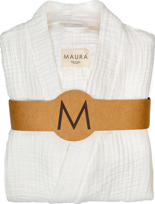 Maura Bathrobe Women's and Men's Unisex Cloudy Cotton, Lightweight, Luxurious Long Kimono Spa Robe Breathable Loungewear.