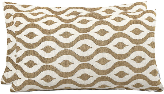 MAURA Rain Drop Design Jacquard Decorative Throw Pillow Cover 12 X 20 Inches Set of 2 for Couch, Sofa and Bedroom. Thick Chenille Cushion Case, Super Cozy and Soft. Earthy Colors for Room Home Decor.