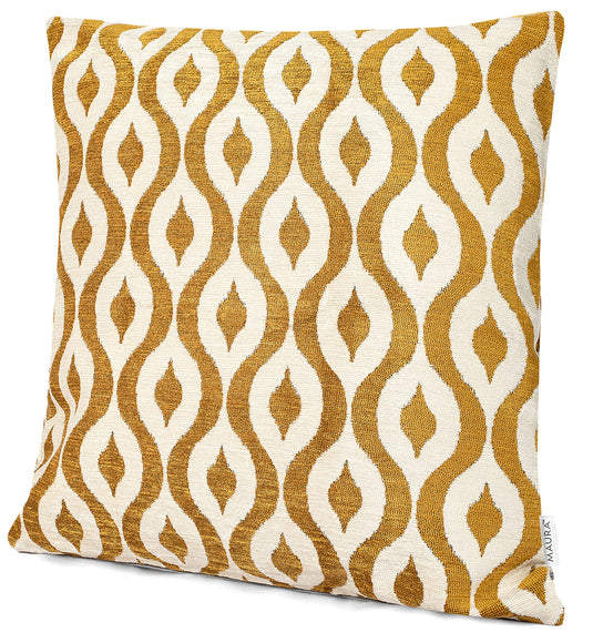 MAURA Rain Drop Design Jacquard Decorative Throw Pillow Cover 24 X 24 Inches Set of 2 for Couch, Sofa and Bedroom. Thick Chenille Cushion Case, Super Cozy and Soft. Earthy Colors for Room Home Decor.