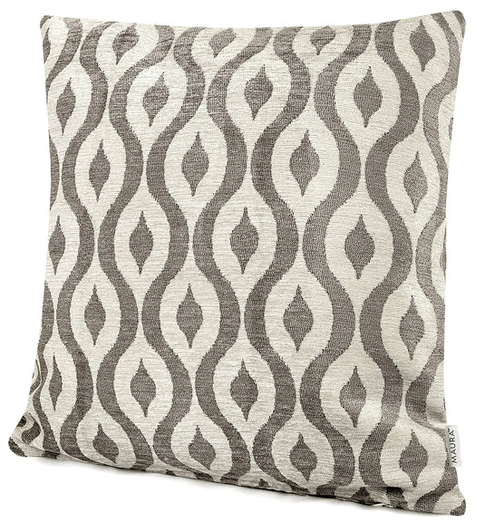 MAURA Rain Drop Design Jacquard Decorative Throw Pillow Cover 18 X 18 Inches Set of 2 for Couch, Sofa and Bedroom. Thick Chenille Cushion Case, Super Cozy and Soft. Earthy Colors for Room Home Decor.