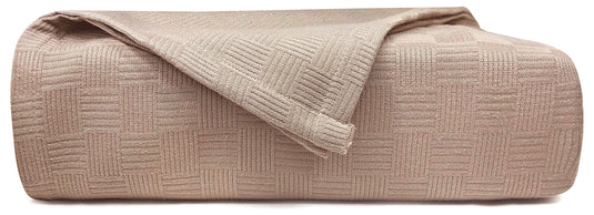 Maura All Season Cotton Decorative Thermal Bed Blankets, Classic Basket Wave Breathable, Super Soft, Cozy Blanket and Perfect for Layering Any Bed. King Large Size 108”x 90”