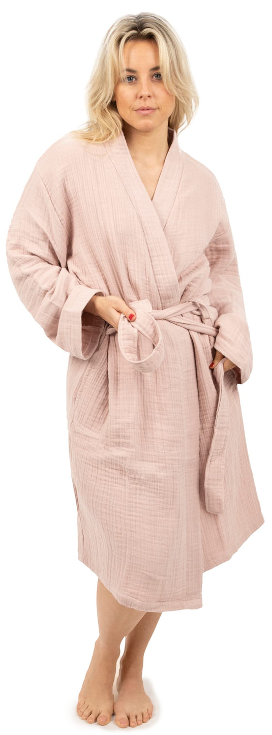 Maura Bathrobe Women's and Men's Unisex Cloudy Cotton, Lightweight, Luxurious Long Kimono Spa Robe Breathable Loungewear.