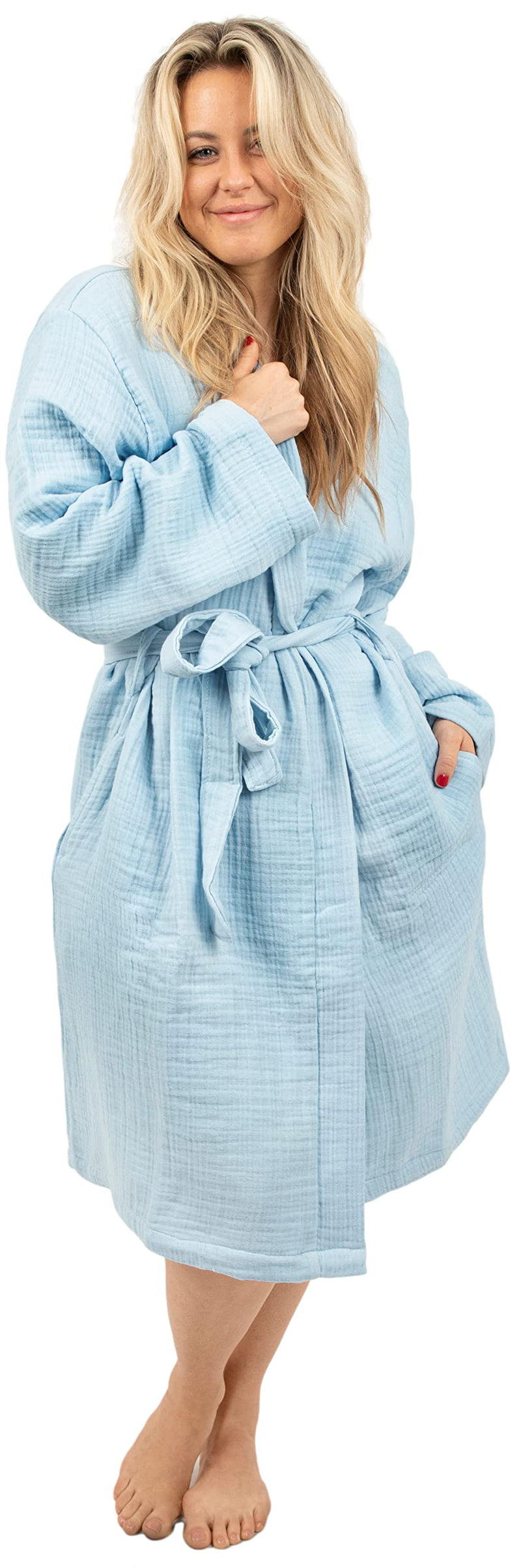Load image into Gallery viewer, Maura Bathrobe Women's and Men's Unisex Cloudy Cotton, Lightweight, Luxurious Long Kimono Spa Robe Breathable Loungewear.
