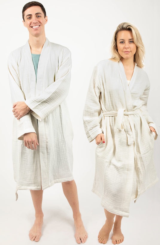 Maura Bathrobe Women's and Men's Unisex Cloudy Cotton, Lightweight, Luxurious Long Kimono Spa Robe Breathable Loungewear.