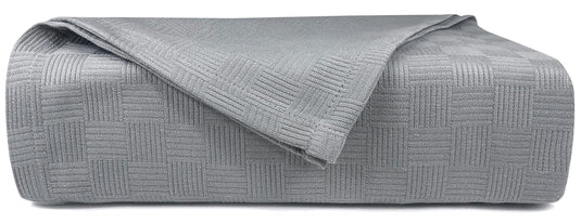 Maura All Season Cotton Decorative Thermal Bed Blankets, Classic Basket Wave Breathable, Super Soft, Cozy Blanket and Perfect for Layering Any Bed. Twin Size 66”x 90”