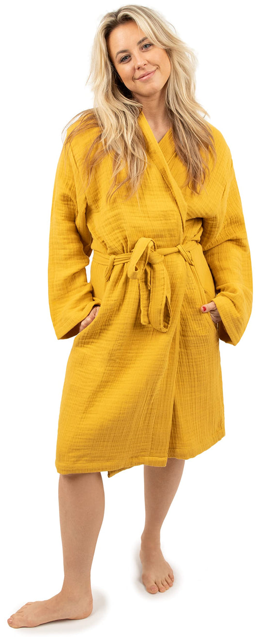 Maura Bathrobe Women's and Men's Unisex Cloudy Cotton, Lightweight, Luxurious Long Kimono Spa Robe Breathable Loungewear.