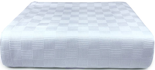 Maura All Season Cotton Decorative Thermal Bed Blankets, Classic Basket Wave Breathable, Super Soft, Cozy Blanket and Perfect for Layering Any Bed. Full/Queen Size 90”x 90”