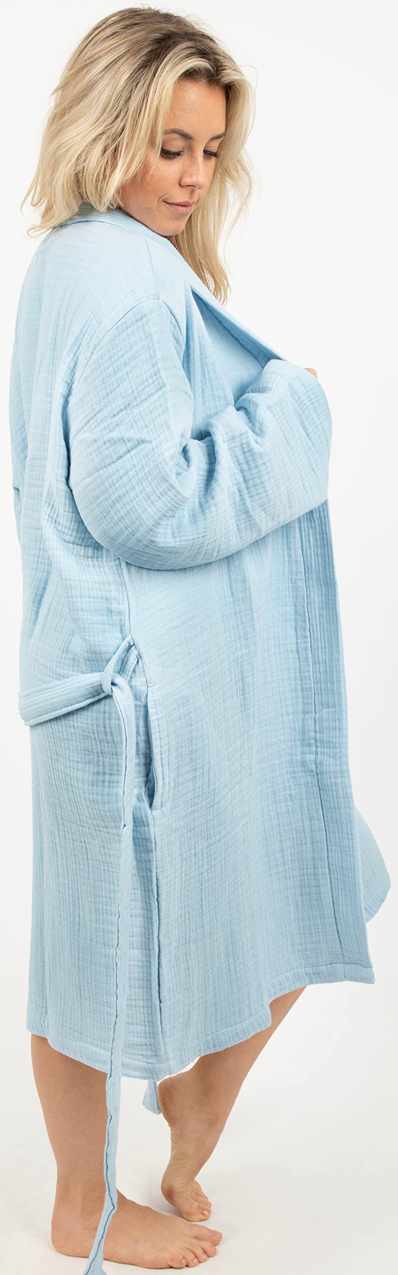 Load image into Gallery viewer, Maura Bathrobe Women's and Men's Unisex Cloudy Cotton, Lightweight, Luxurious Long Kimono Spa Robe Breathable Loungewear.
