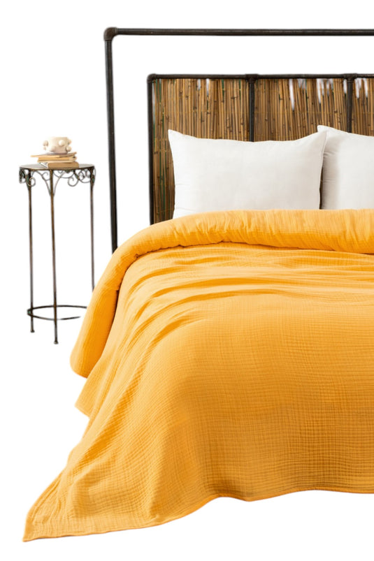 4 Layer Muslin Single  Bedspread Yellow 170x250