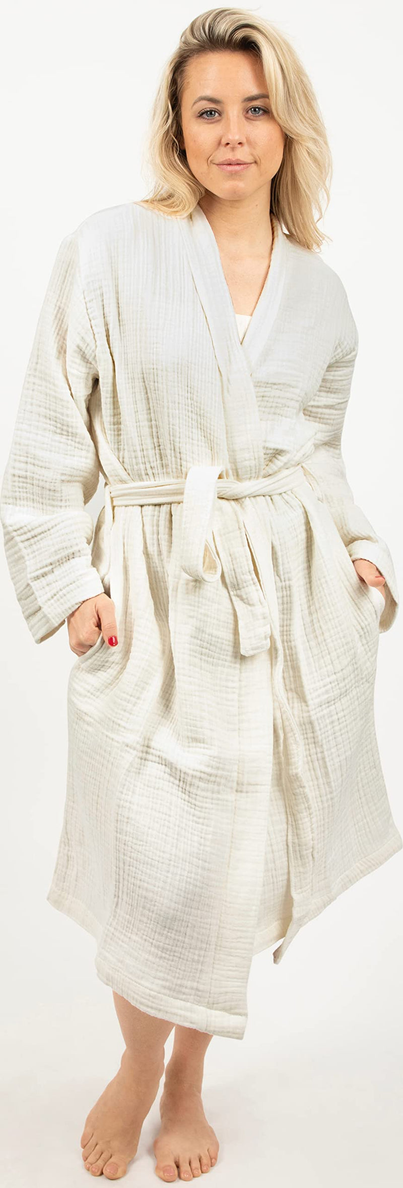 Load image into Gallery viewer, Maura Bathrobe Women's and Men's Unisex Cloudy Cotton, Lightweight, Luxurious Long Kimono Spa Robe Breathable Loungewear.
