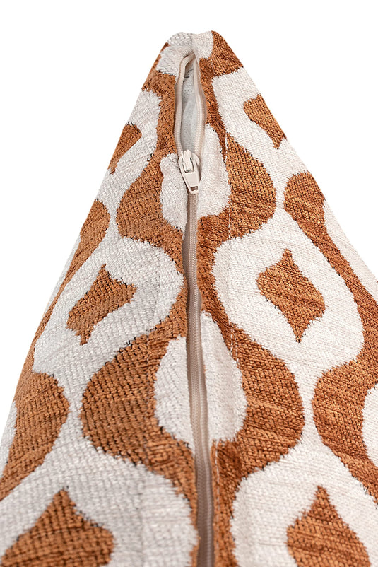 MAURA Rain Drop Design Jacquard Decorative Throw Pillow Cover 24 X 24 Inches Set of 2 for Couch, Sofa and Bedroom. Thick Chenille Cushion Case, Super Cozy and Soft. Earthy Colors for Room Home Decor.