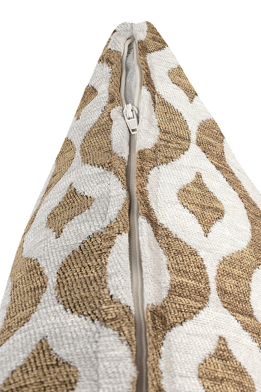MAURA Rain Drop Design Jacquard Decorative Throw Pillow Cover 12 X 20 Inches Set of 2 for Couch, Sofa and Bedroom. Thick Chenille Cushion Case, Super Cozy and Soft. Earthy Colors for Room Home Decor.
