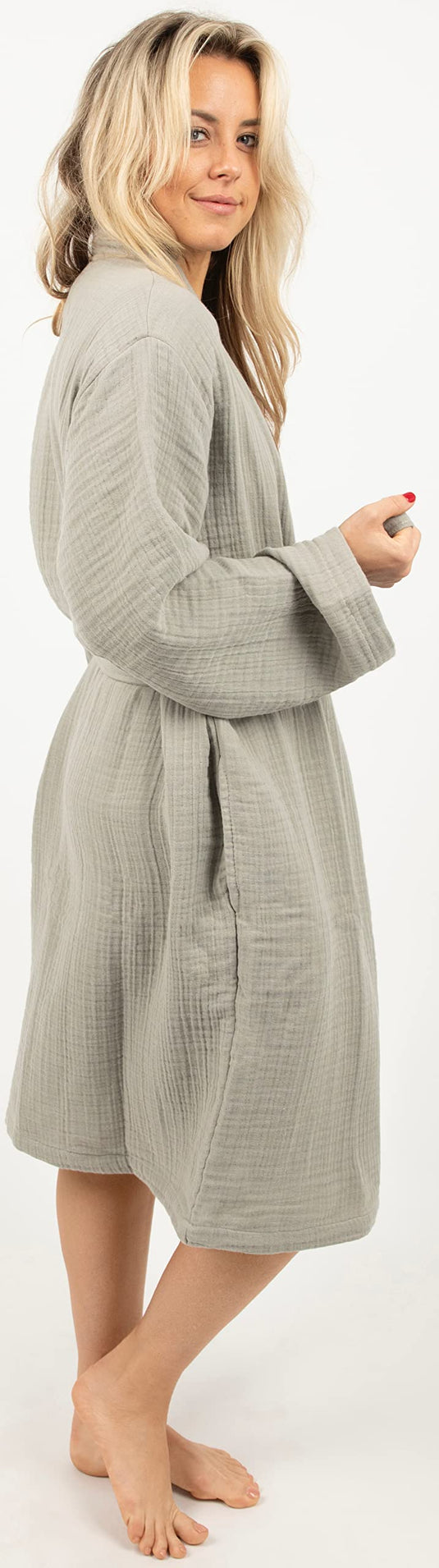 Maura Bathrobe Women's and Men's Unisex Cloudy Cotton, Lightweight, Luxurious Long Kimono Spa Robe Breathable Loungewear.