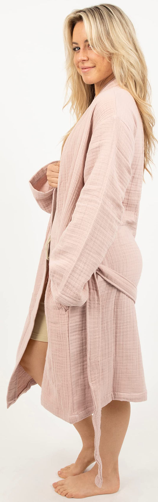 Maura Bathrobe Women's and Men's Unisex Cloudy Cotton, Lightweight, Luxurious Long Kimono Spa Robe Breathable Loungewear.