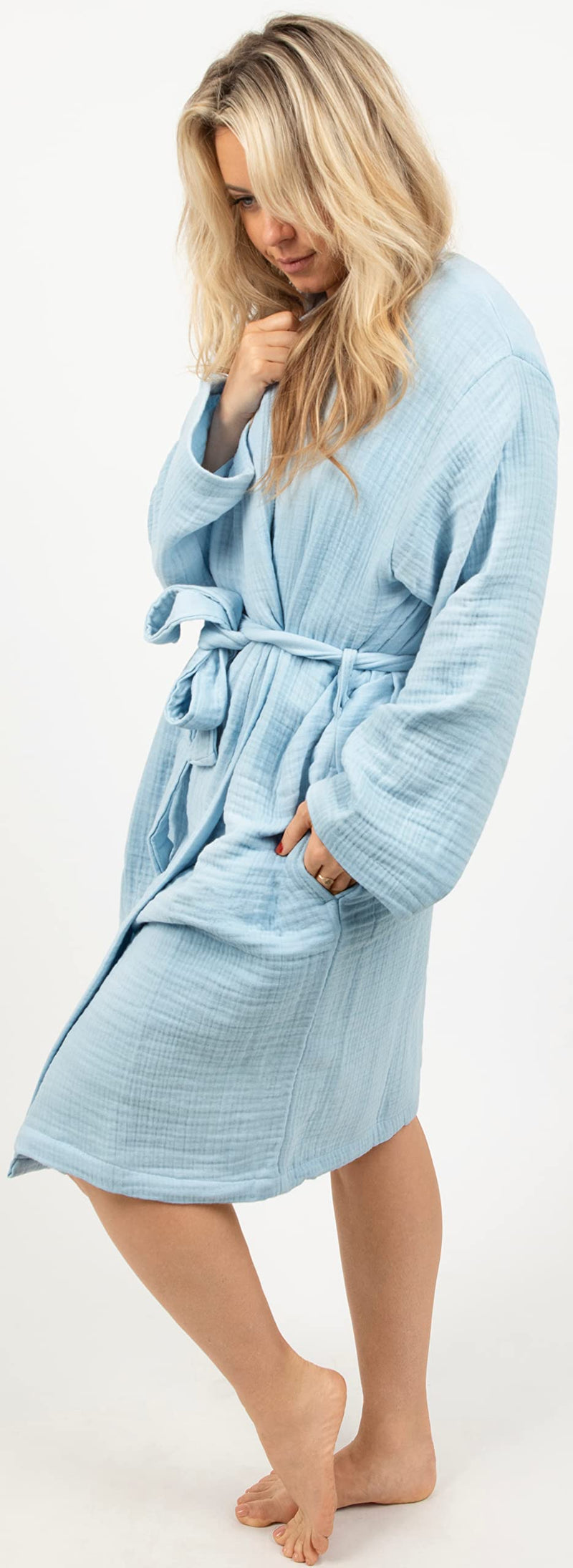 Load image into Gallery viewer, Maura Bathrobe Women's and Men's Unisex Cloudy Cotton, Lightweight, Luxurious Long Kimono Spa Robe Breathable Loungewear.
