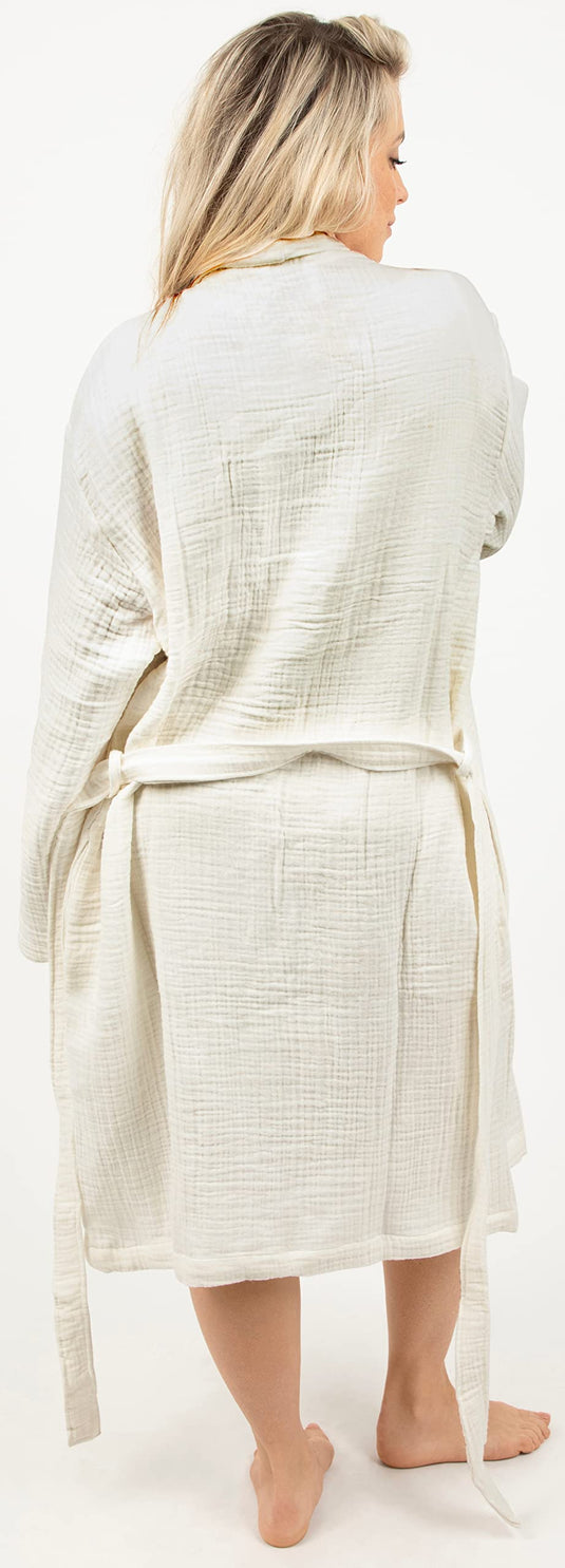 Maura Bathrobe Women's and Men's Unisex Cloudy Cotton, Lightweight, Luxurious Long Kimono Spa Robe Breathable Loungewear.