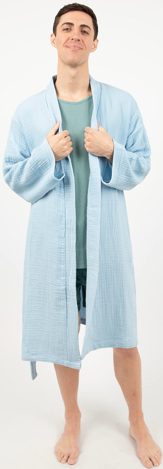 Maura Bathrobe Women's and Men's Unisex Cloudy Cotton, Lightweight, Luxurious Long Kimono Spa Robe Breathable Loungewear.