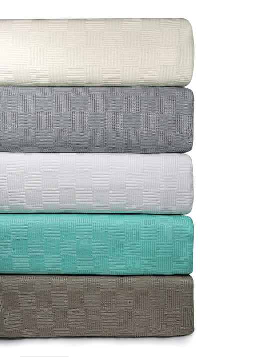 Maura All Season Cotton Decorative Thermal Bed Blankets, Classic Basket Wave Breathable, Super Soft, Cozy Blanket and Perfect for Layering Any Bed. King Large Size 108”x 90”