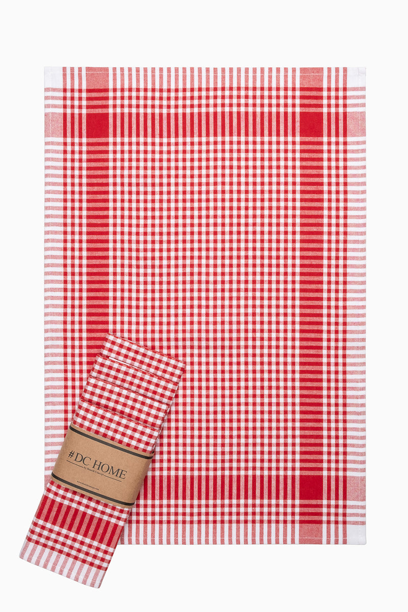 Load image into Gallery viewer, Gingham 5-Piece Dish Towels Red
