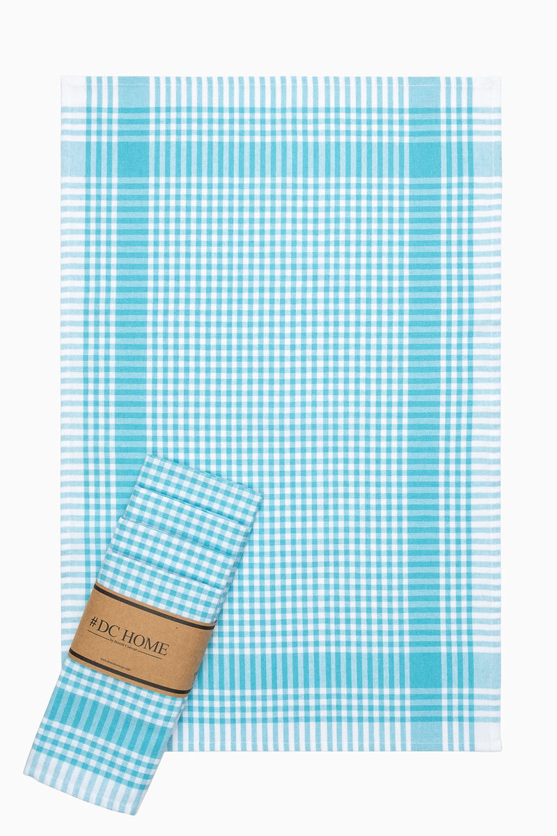 Load image into Gallery viewer, Gingham 5-Piece Dish Towels Turquoise
