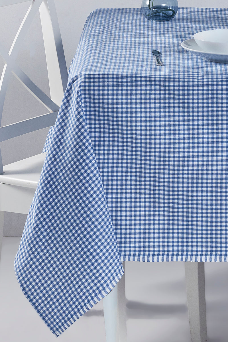 Load image into Gallery viewer, Gingham Tablecloth Blue 170x170 Cm
