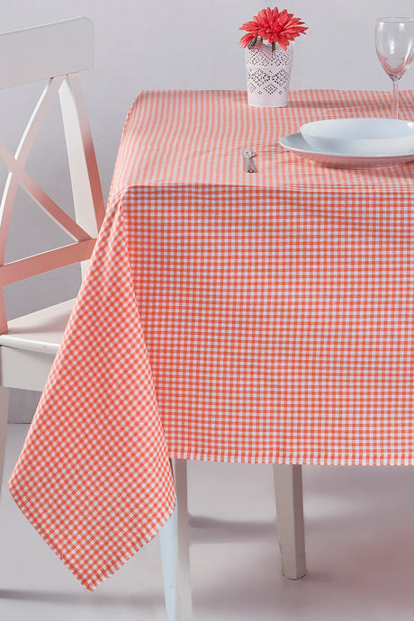 Gingham Tablecloth Orange 170x170 Cm