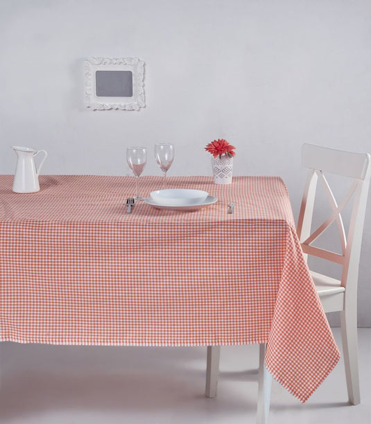 Gingham Tablecloth Orange 170x170 Cm