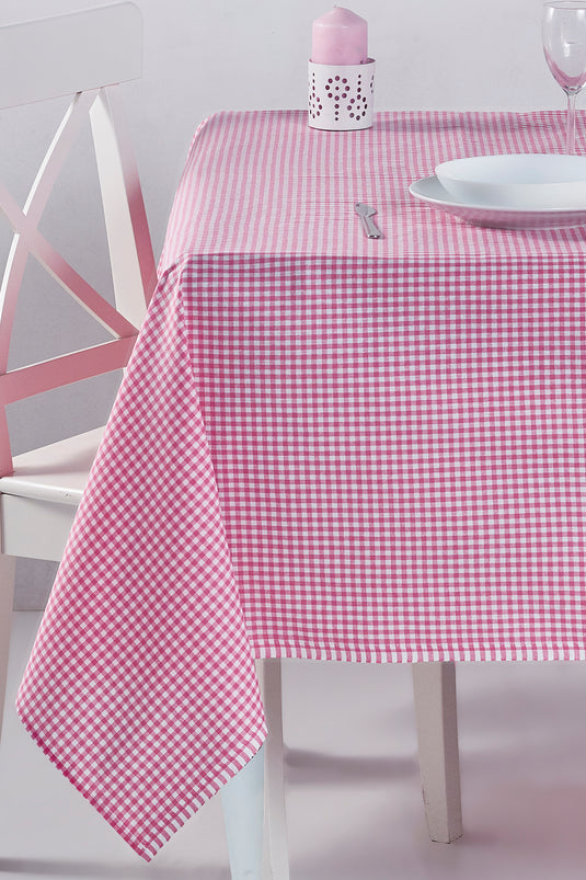 Gingham Tablecloth Pink 170x170 Cm