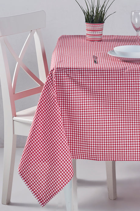 Gingham Tablecloth Red 170x170 Cm