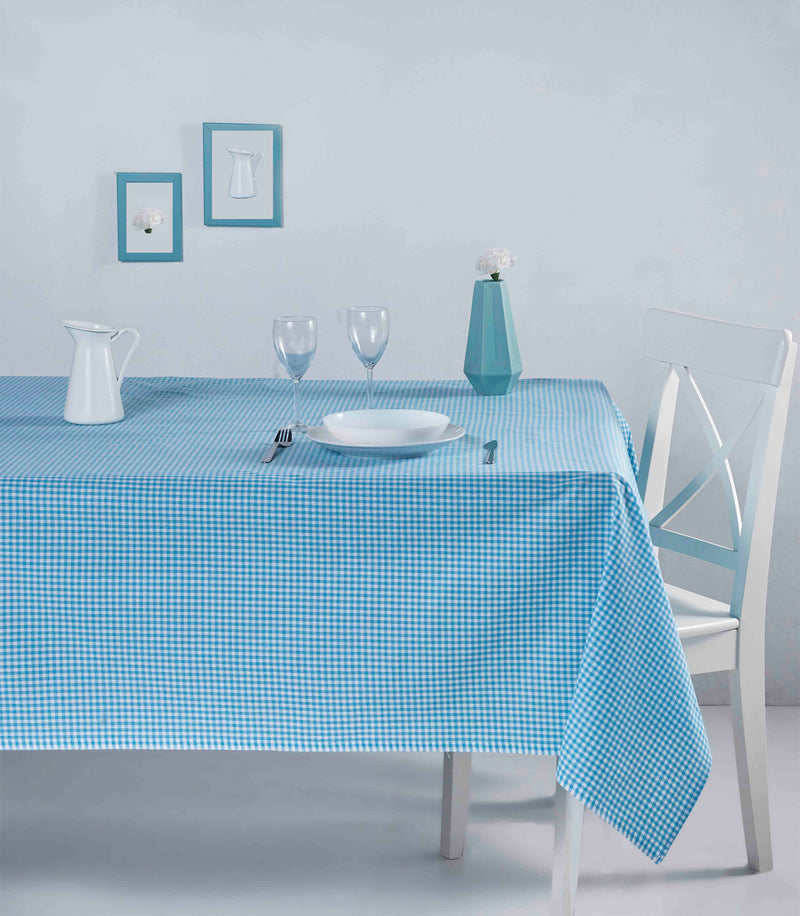 Load image into Gallery viewer, Gingham Tablecloth Turquoise 170x170 Cm
