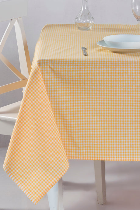 Gingham Tablecloth Yellow 170x170 Cm