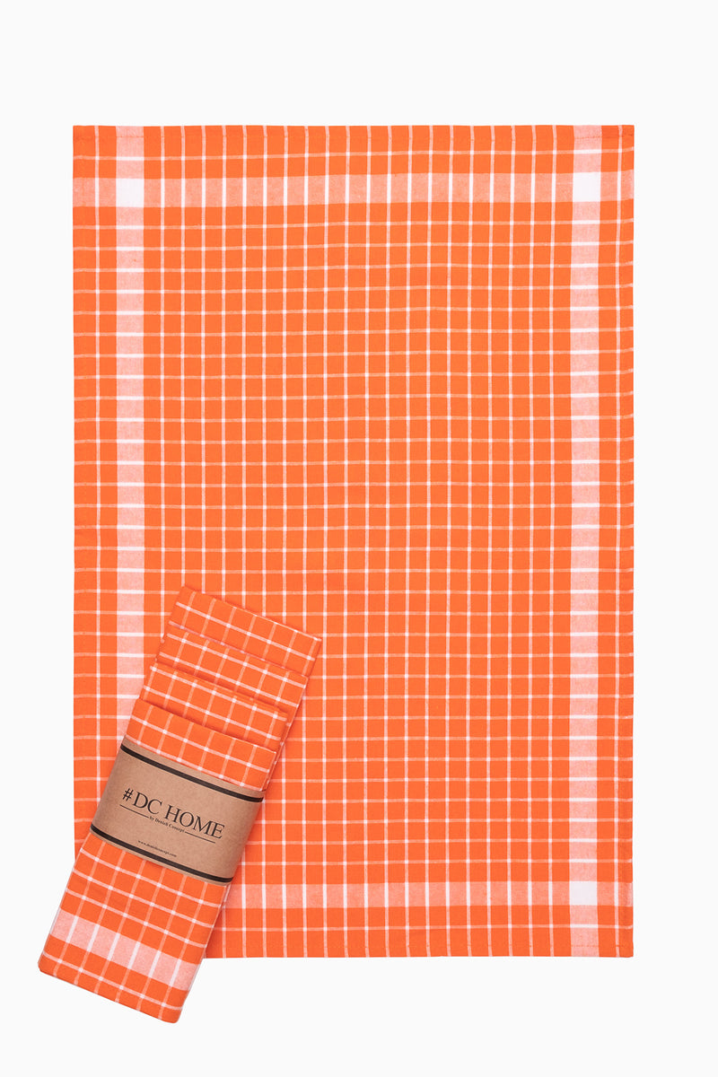 Load image into Gallery viewer, Plaid 5-Piece Dish Towel Orange
