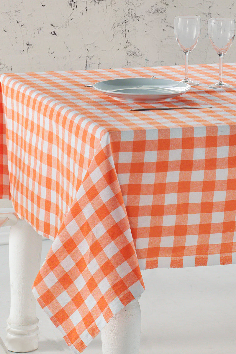 Load image into Gallery viewer, Plaid Tablecloth Orange 160x160 cm
