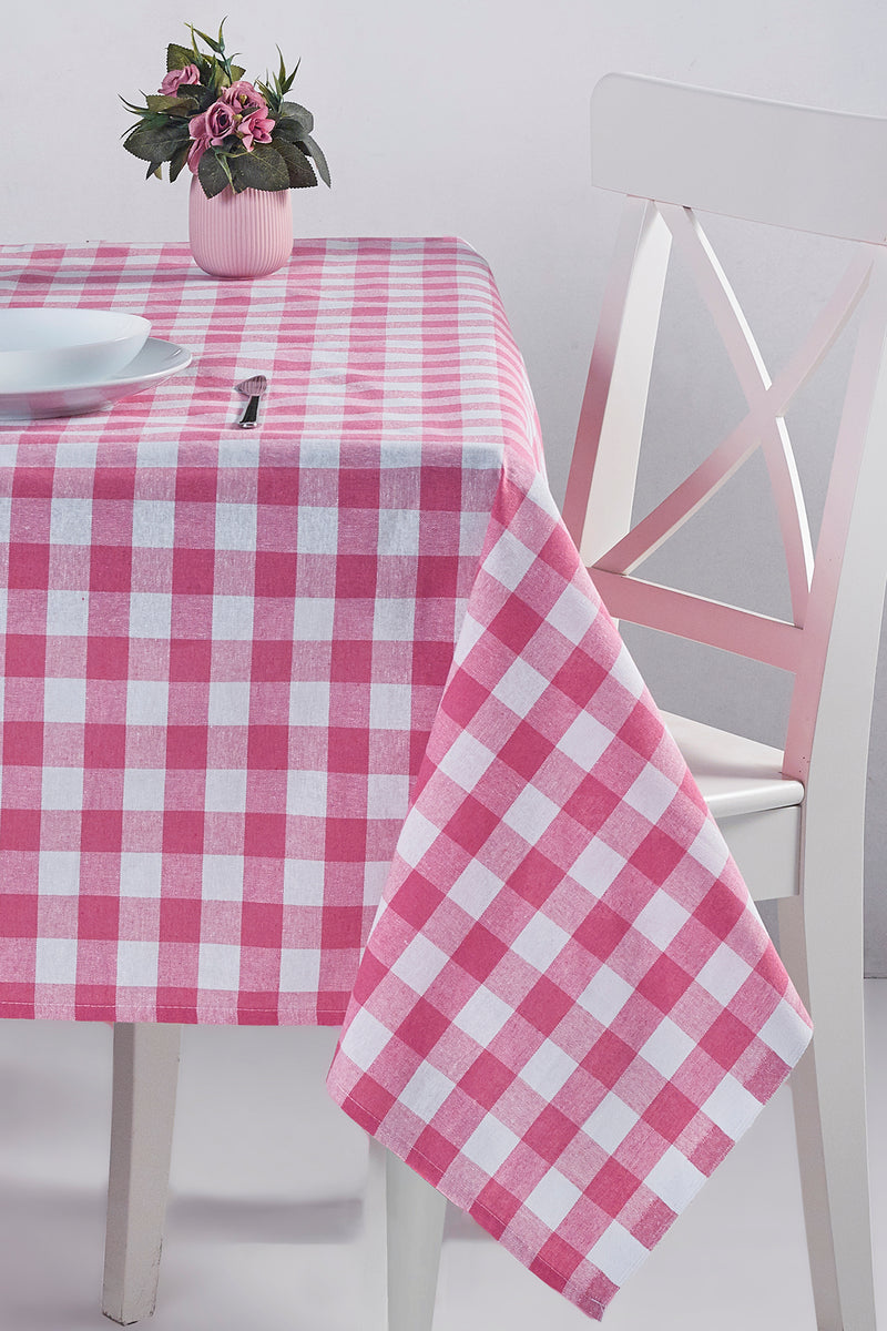 Load image into Gallery viewer, Plaid Tablecloth Pink 160x160 cm
