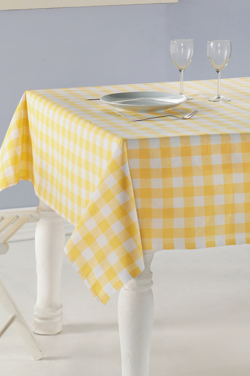 Load image into Gallery viewer, Plaid Tablecloth Yellow 160x160 cm
