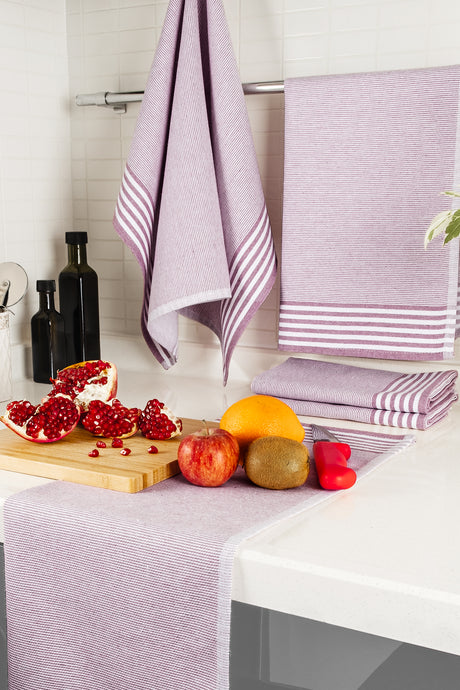 Sevilla Set of 5 Dish Towels Dusty Rose Color