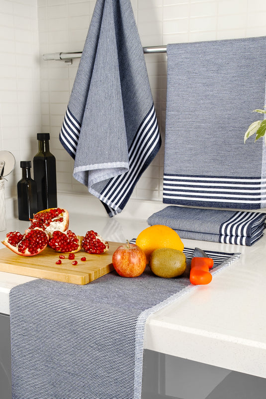 Sevilla Set of 5 Dish Towels Navy Blue