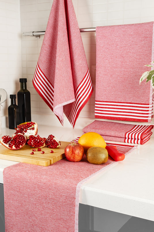 Sevilla Set of 5 Dish Towels Red