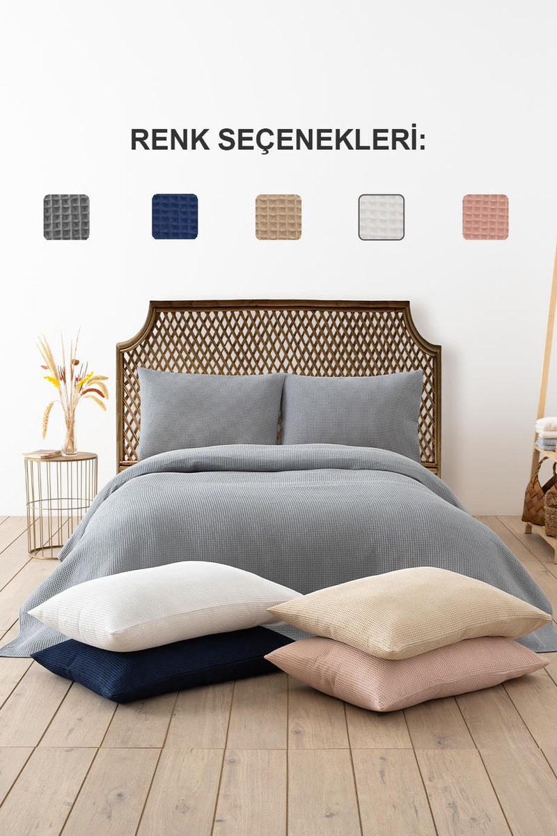 Load image into Gallery viewer, Waffle Double Quilt &amp; Quilt Set Grey 200x220cm
