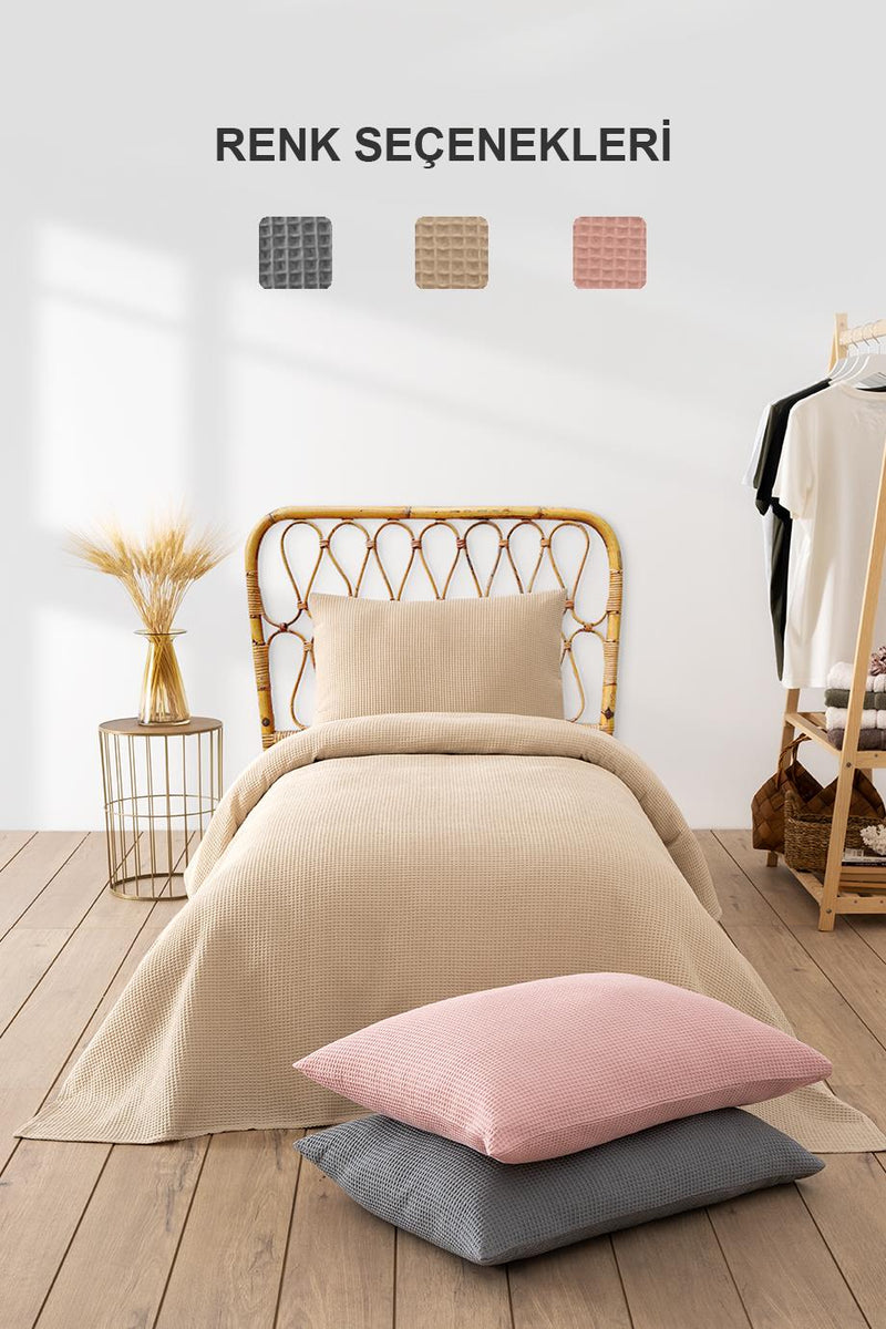 Load image into Gallery viewer, Waffle Single Quilt Set Powder 160x220cm
