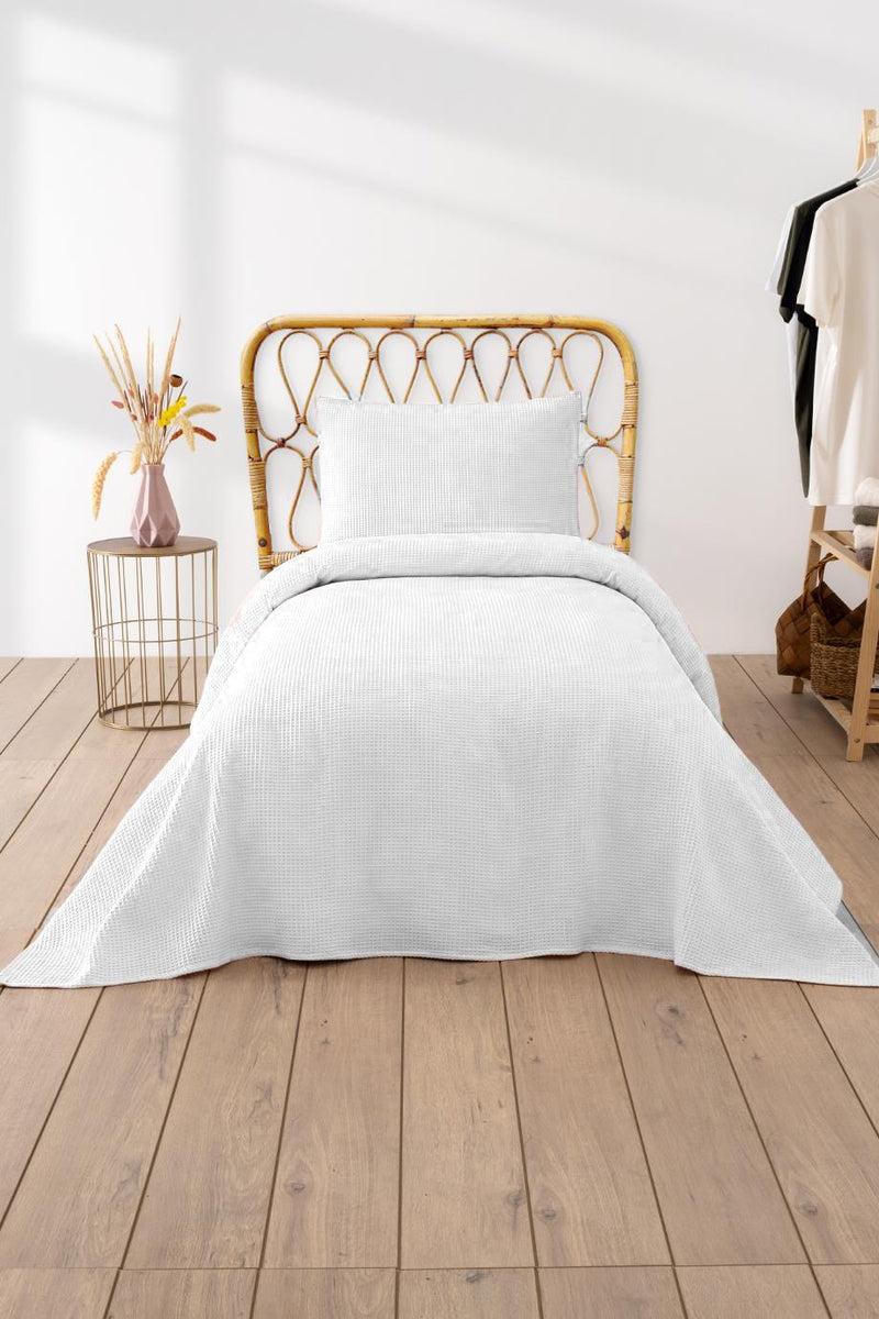 Load image into Gallery viewer, Waffle Single Quilt Set White 160x220cm
