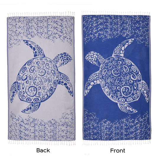 Yg Home Cotton 100x180cm Peshtemal Beach Towel - Caretta Blue