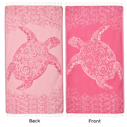 Yg Home Cotton 100x180cm Peshtemal Beach Towel - Caretta Fuchsia