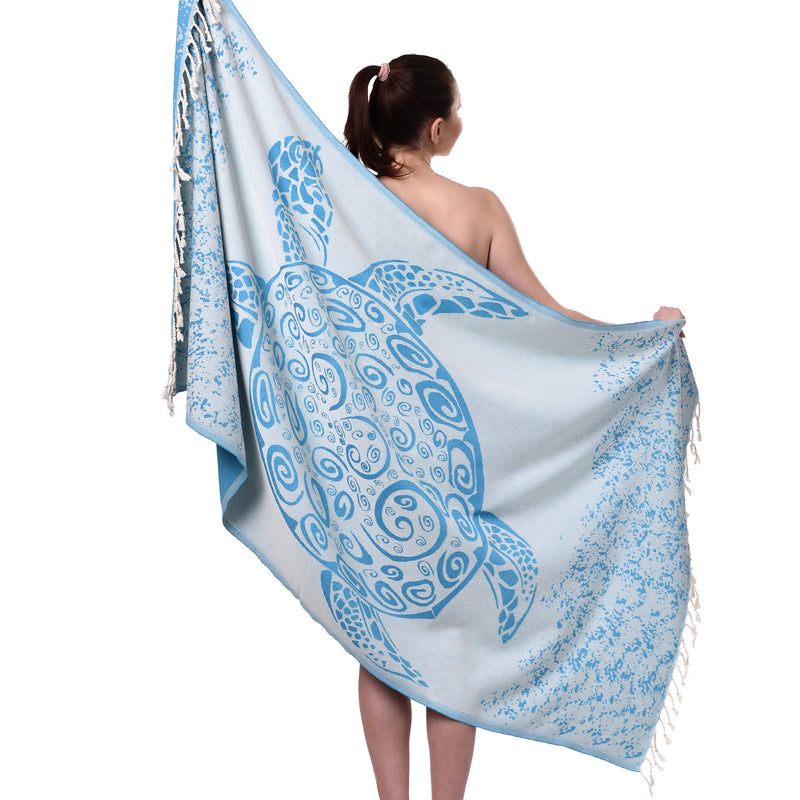 Load image into Gallery viewer, Yg Home Cotton 100x180cm Peshtemal Beach Towel - Caretta Turquoise
