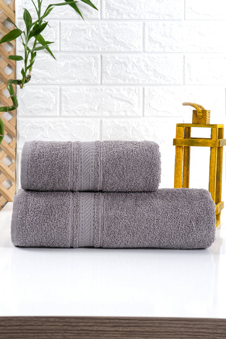 Yg Home Cotton 2-Piece Bath Towel Set - Rain Gray